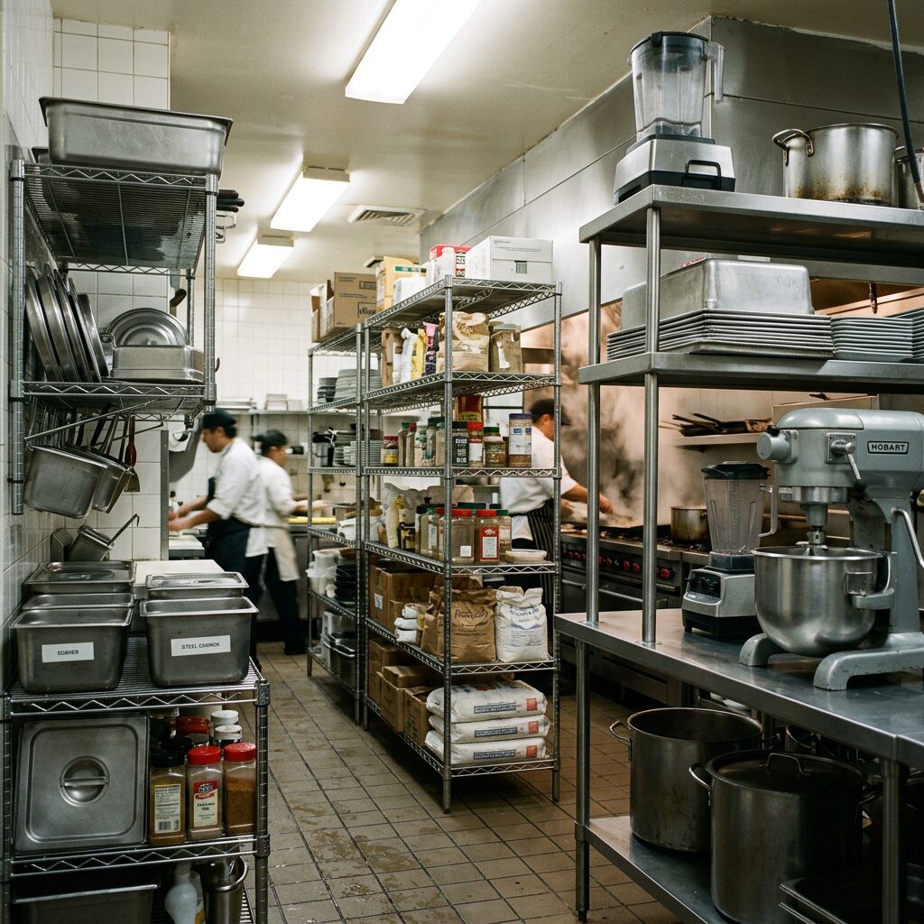 commercial kitchen custom steel shelving 2