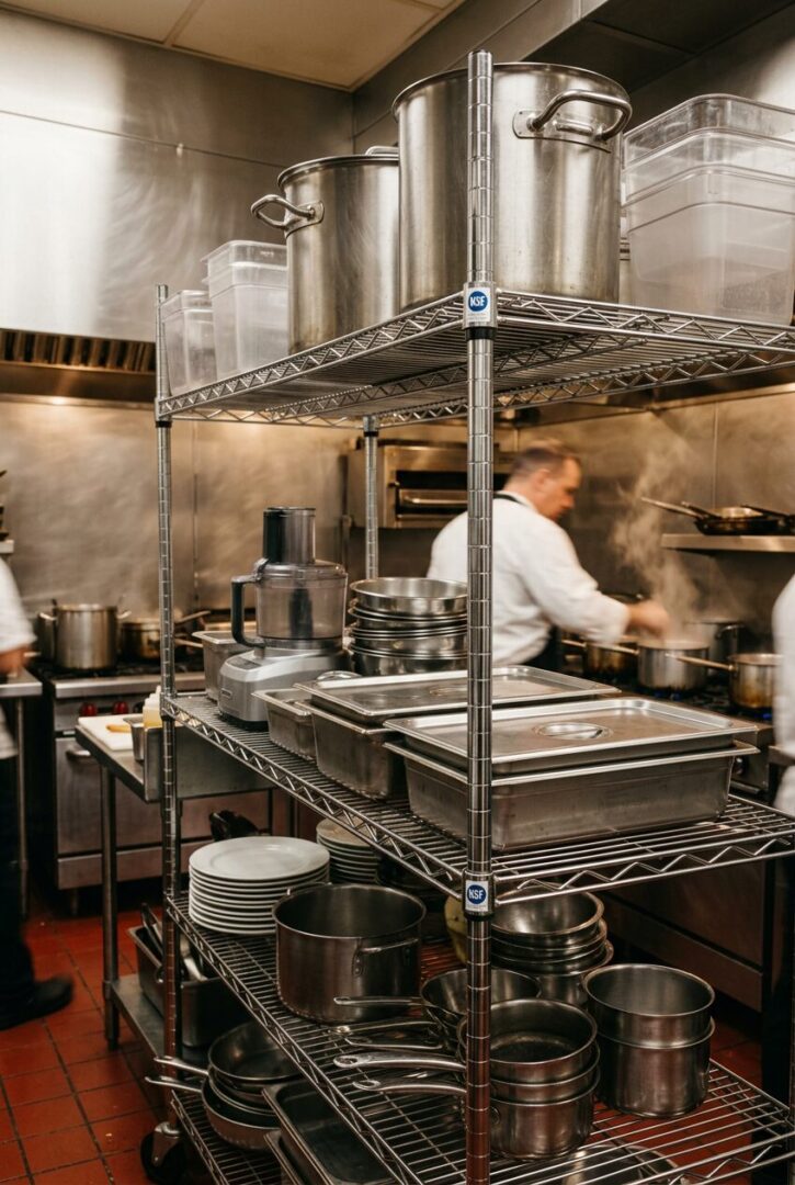 commercial kitchen custom steel shelving 3